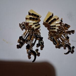 Chic Black and Gold Dangle Earrings